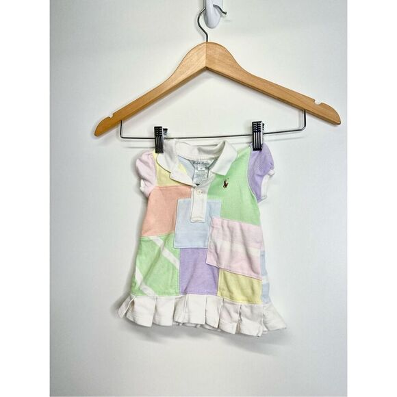 Ralph Lauren Baby Dress 3 Months Patchwork Multicolor  Collared Pastel - Picture 4 of 8